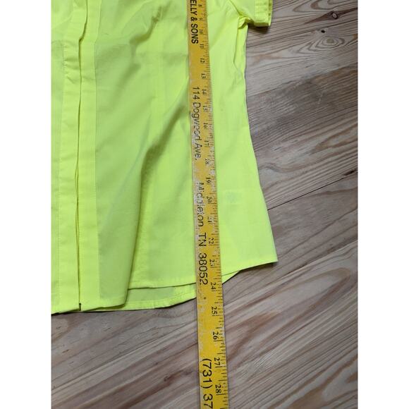 Express Yellow Sheer Hidden Button Down Shirt Short Sleeve Women’s Size L NWT - Picture 7 of 10